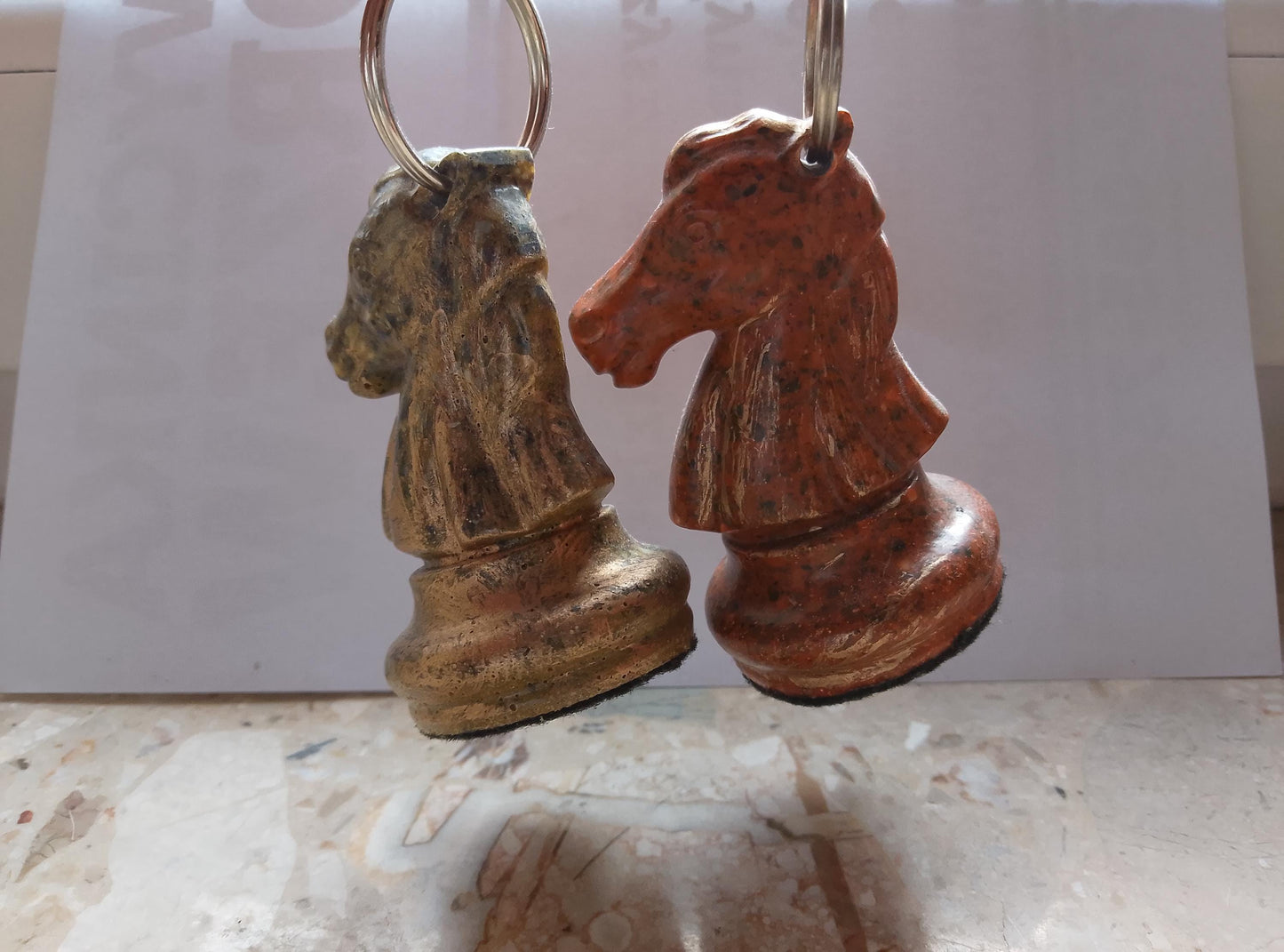 Handmade Chess Keychain Set – Romantic Gift for Couples, Resin & Shell Powder Art