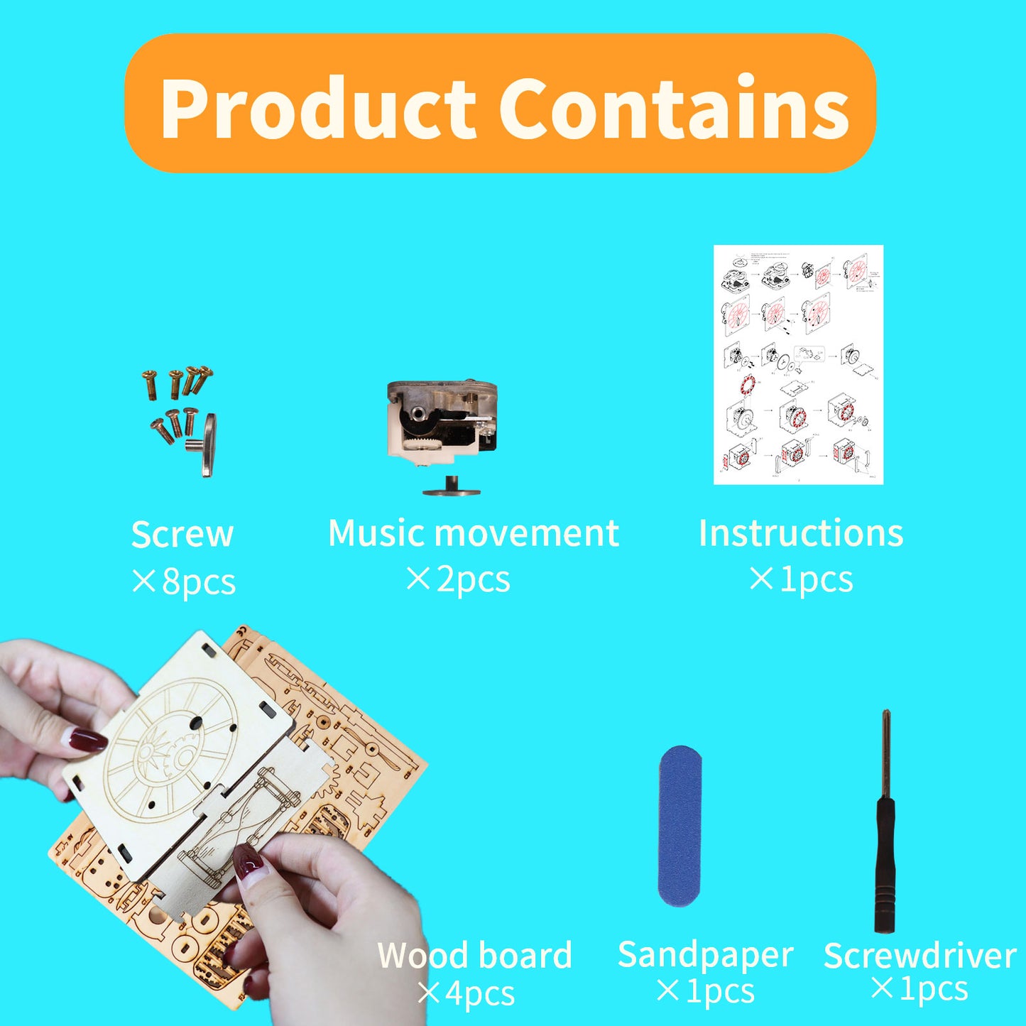 MUSIC PARK 3d Wooden Puzzle Punk Airplane Music Box You Are My Sunshine Handmade Assembly Model Kit