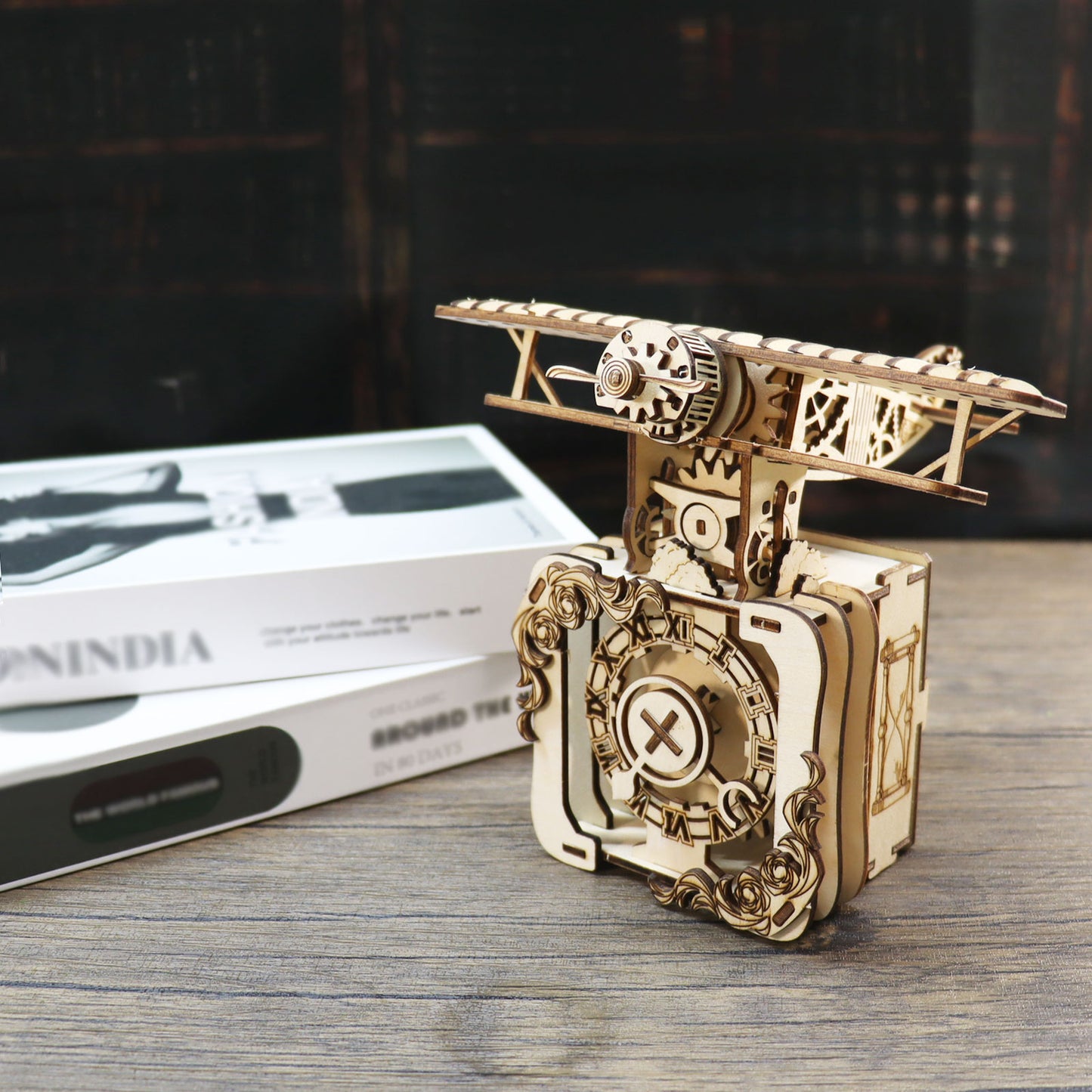 MUSIC PARK 3d Wooden Puzzle Punk Airplane Music Box You Are My Sunshine Handmade Assembly Model Kit