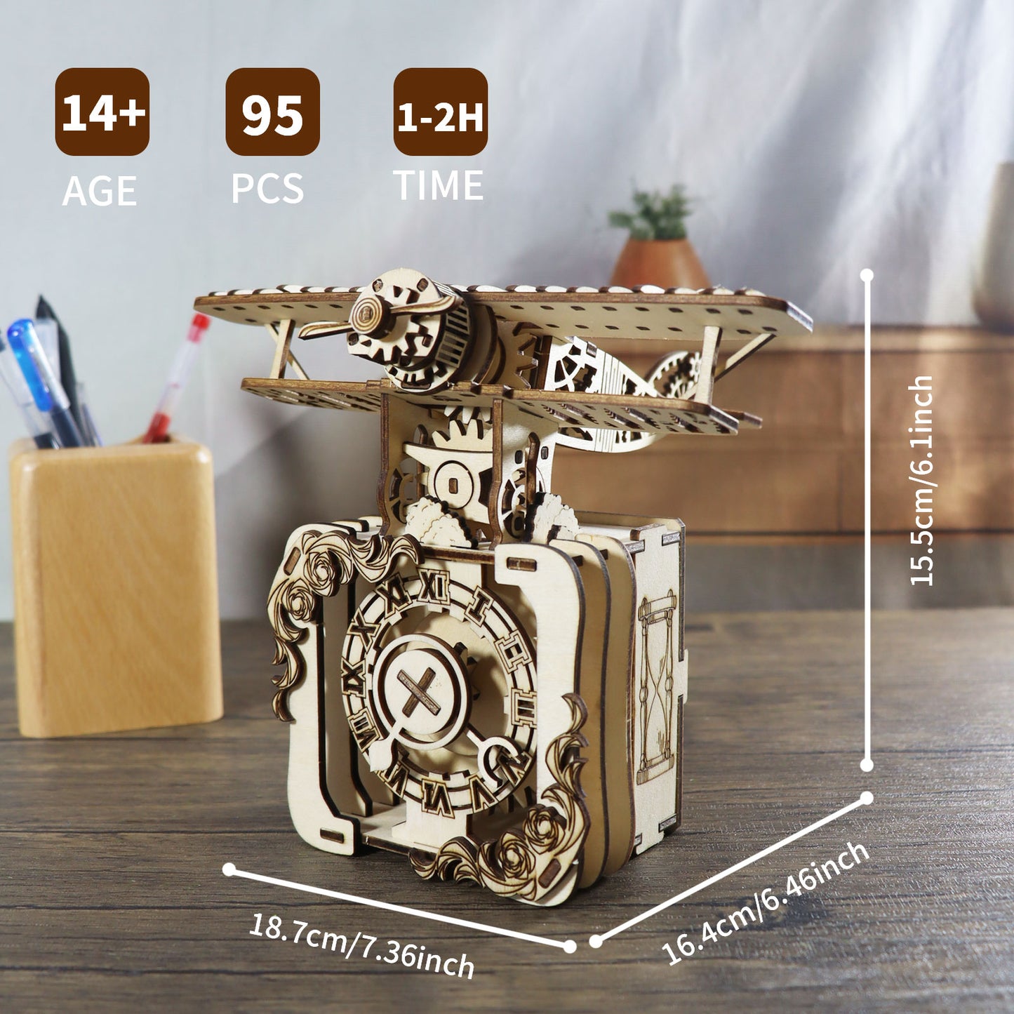 MUSIC PARK 3d Wooden Puzzle Punk Airplane Music Box You Are My Sunshine Handmade Assembly Model Kit