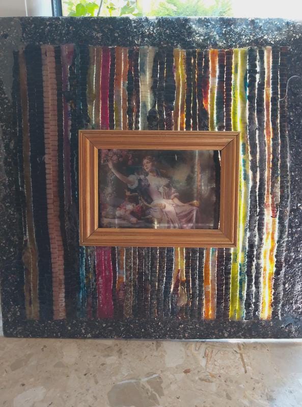 Handmade Shell Powder & Wood Picture (38x38 cm)