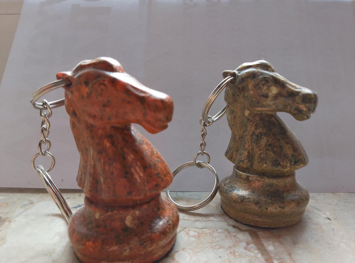 Handmade Chess Keychain Set – Romantic Gift for Couples, Resin & Shell Powder Art