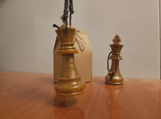 Hanging ornaments for a couple in the form of chess