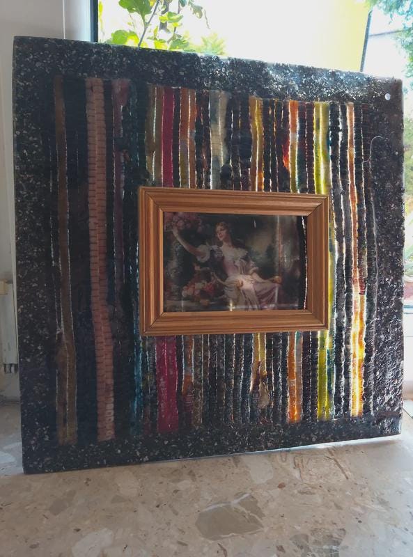 Handmade Shell Powder & Wood Picture (38x38 cm)