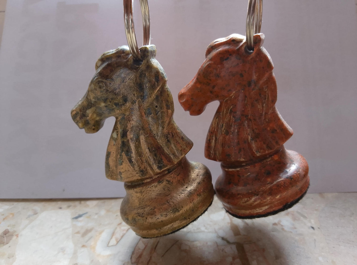 Handmade Chess Keychain Set – Romantic Gift for Couples, Resin & Shell Powder Art