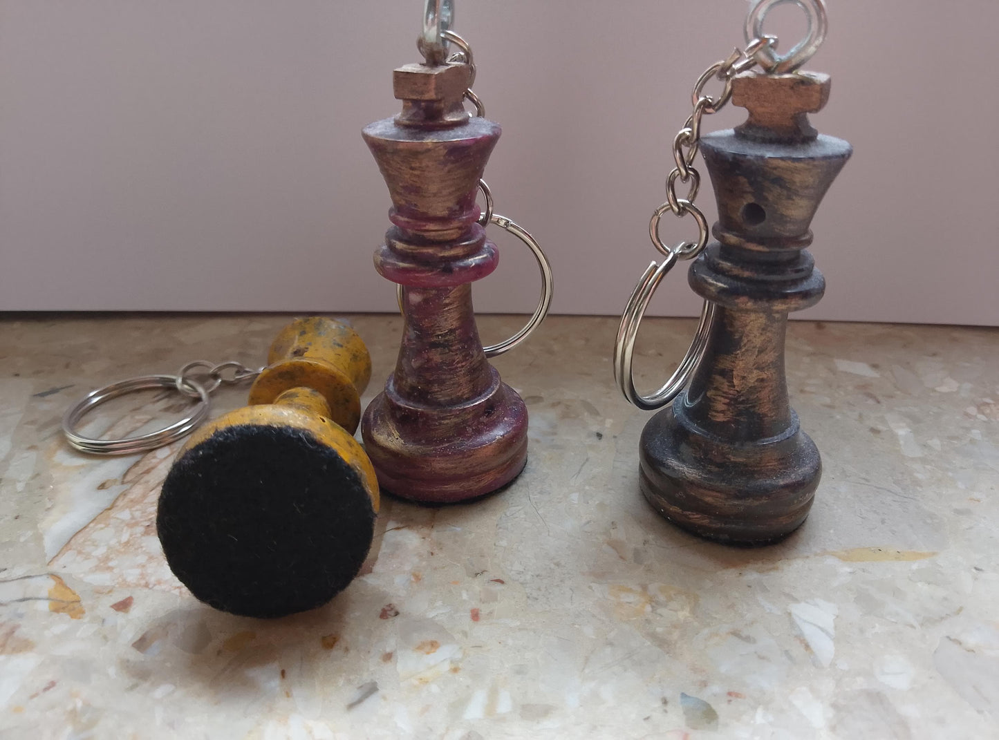Handmade Chess King Keychain